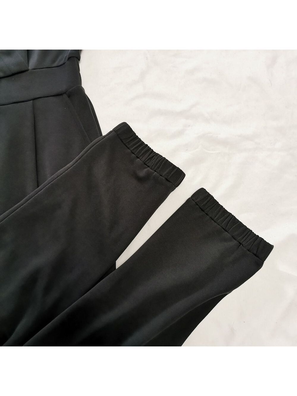 RW&CO Faux Wrap Tapered Leg Jumpsuit Black Small Petite (SP) - Picture 3 of 11